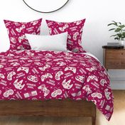 Gamer Girl Fuschia Pink Linen - extra large scale