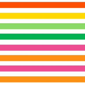 Bright Tropical Colorful Horizontal Stripes in Pink Green Orange and Yellow