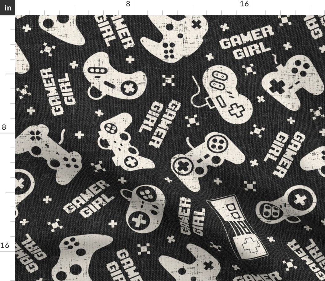 Gamer Girl Charcoal Linen Rotated - large scale