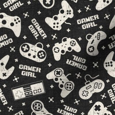 Gamer Girl Charcoal Linen - medium scale