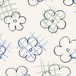 Jumbo Doodle Floral on white