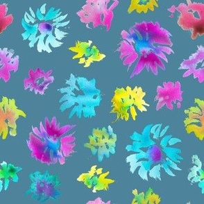 Tie Dye Floral Watercolor Pattern - Teal