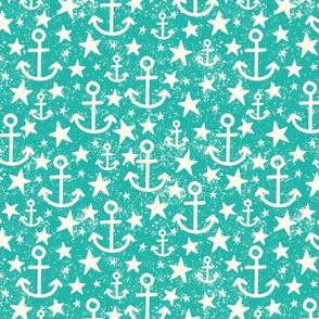 Simple Anchor and Stars  in Teal