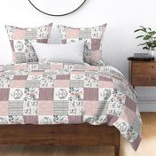 Pink and Sage Floral Woodlands Faux Patchwork