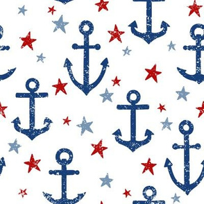 Anchor & Stars in Red, White & Blue