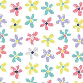 pastel daisies on white 