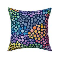 Watercolour rainbow dots on navy