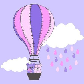 Ballooning bears pink purple raincloud large scale 