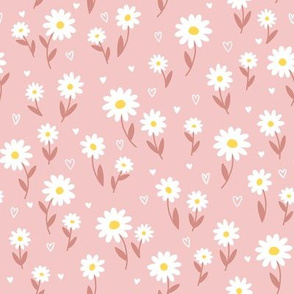 Daisies & Hearts on Pink