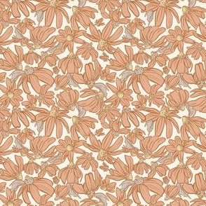 Meadow Flower - ditsy small floral - multi earth tones  coral