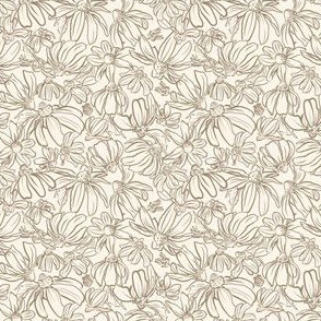 Meadow Flowers - small ditsy floral - Olive green and cream