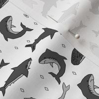 SMALL sharks // white shark fabric shark design sharks fabric for kids room shark decor boys room sharks shark week pattern shark week print andrea lauren