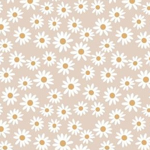 SMALL daisy print fabric - daisies, daisy fabric, baby fabric, spring fabric, baby girl, earthy - tan