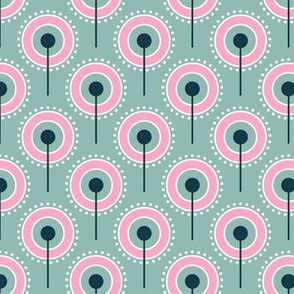 Pattern 0100c - art deco dandelions, pink
