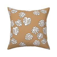 Monstera leaves summer garden boho design plant texture tropical hawaii nursery cinnamon burnt orange white