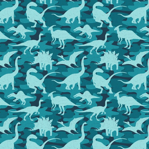 TEAL Camo Dinosaurs - medium scale