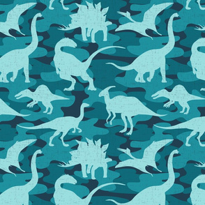 TEAL Camo Dinosaurs - large scale