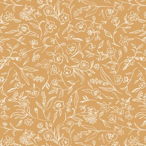 Ditsy Buttercup Floral - Small golden ochre