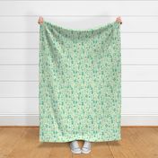 Busy Tropical Birds Medium Scale Blue Green