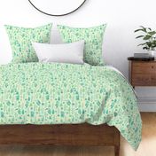 Busy Tropical Birds Medium Scale Blue Green