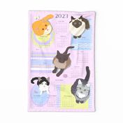 Bright Cats on Mats Tea Towel 2023