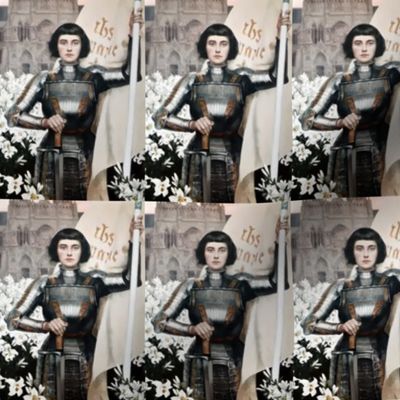 3 custom smaller Joan of Arc Jeanne d'Arc The Maid of Orléans french france heroine woman lady warrior soldier lily lilies white flowers floral sword armor famous historical history knight fighter castles flags medieval  flags banner 15th century saint mi