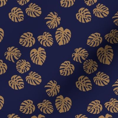 Little minimalist monstera leaves garden tropical leaves for summer for earth day and nature lovers forest navy blue golden cinnamon