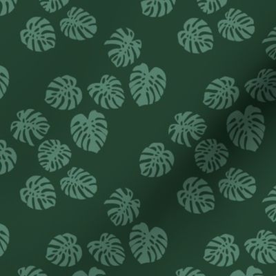 Little minimalist monstera leaves garden tropical leaves for summer for earth day and nature lovers forest green teal