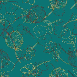 Southwestern Florals Outline Teal