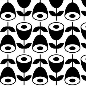 Pattern 0105 - abstract black and white tulips