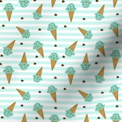 small mint chocolate chip ice cream fabric - mint and chocolate, ice cream shop fabric