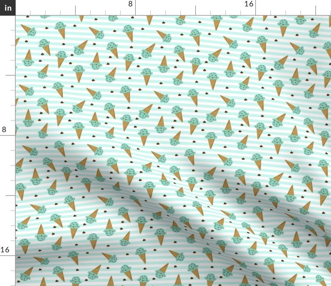 small mint chocolate chip ice cream fabric - mint and chocolate, ice cream shop fabric