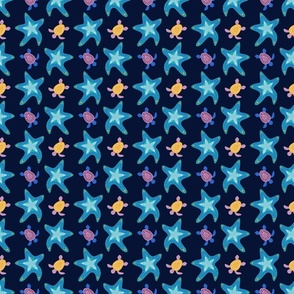 Stars and Turtles Blue Small 