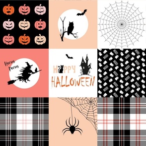 Pastel halloween patchwork // pink and apricot