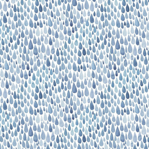 Blue watercolour raindrops - small scale