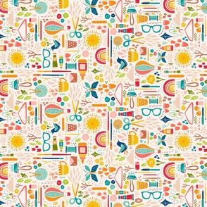Smaller scale Horizontal Tea Towel Create Joy // Happy Maker Fabric + Wallpaper // © ZirkusDesign // Art, Sewing, Quilting, Crafting, Knitting, Sunshine, Butterfly, Rainbow, Coffee, Printmaking, Hot Air Balloon, Floral, Bird