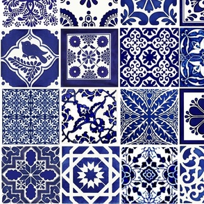 Mexican Talavera Tiles blue & white  5"