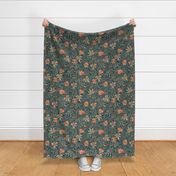 Herbs and Flowers vintage bigger scale darkgreen