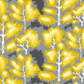 yellow autumn birch tree forest large