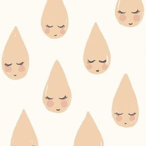 Raindrops - Rain - large novelty print - Apricot 