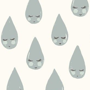 Raindrops // Large novelty print - dusty blue