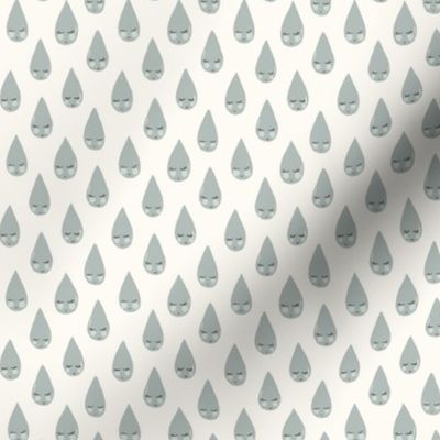 Raindrops // Small - novelty print - dusty blue