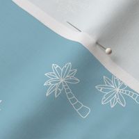 Soft minimalist hand drawn tropical palm trees and island vibes boho summer design soft blue