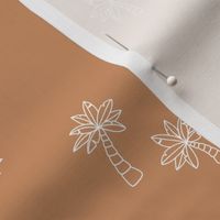 Soft minimalist hand drawn tropical palm trees and island vibes boho summer design cinnamon burnt orange white