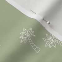 Soft minimalist hand drawn tropical palm trees and island vibes boho summer design eucalyptus green