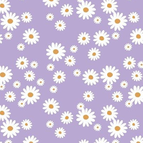 Summer day daisies minimal abstract Scandinavian boho style nursery girls lilac purple white