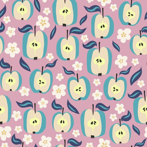 Apples and blossoms-Pink and blue