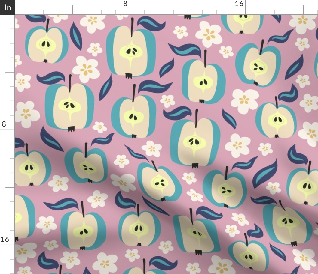 Apples and blossoms-Pink and blue