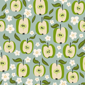Apples and blossoms-Green