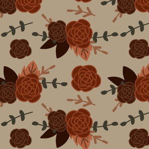 Fall Floral Rose Bouquet on Tan Background